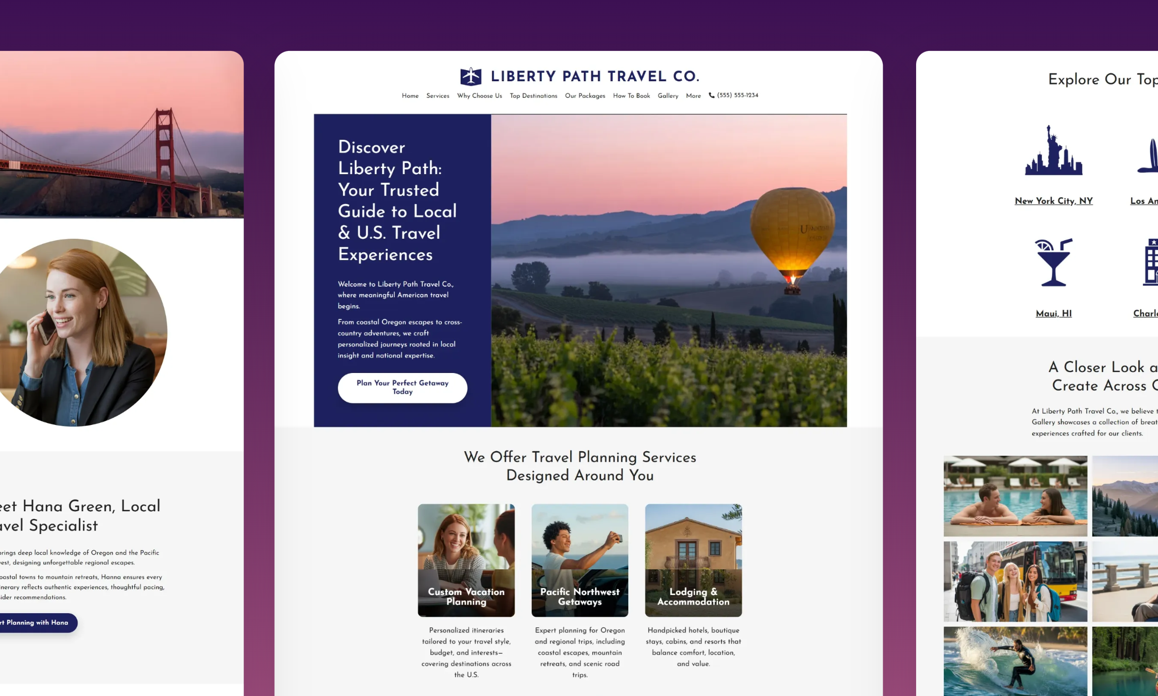 Preview of website template Liberty Path Travel Co.