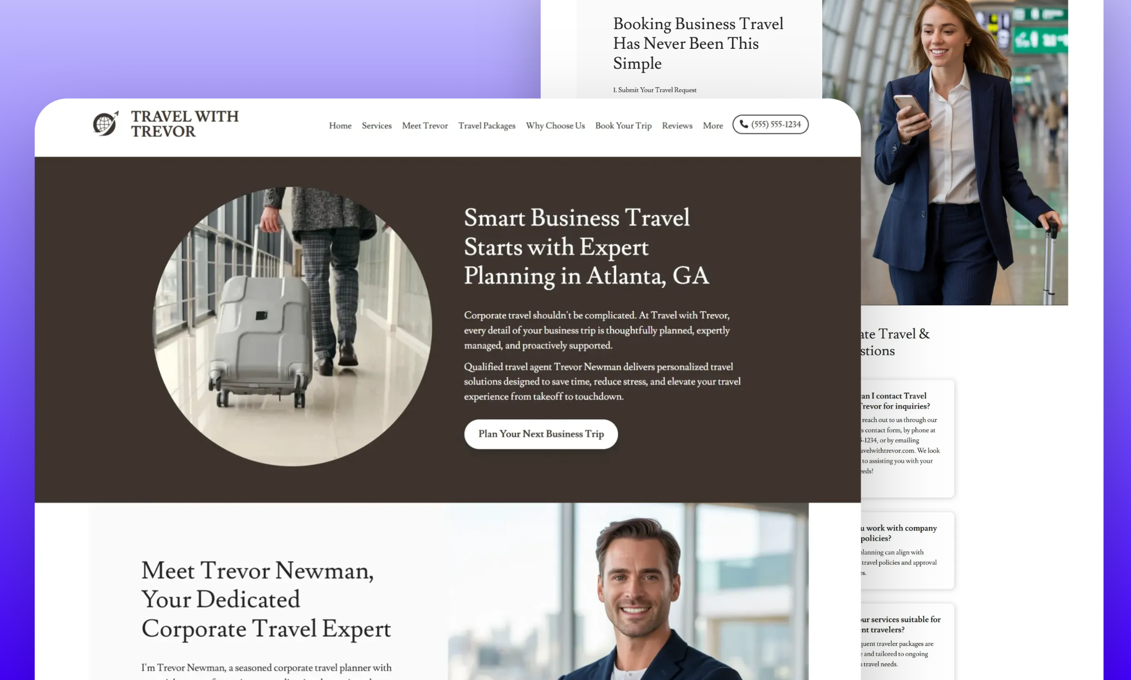 Preview of website template Travel with Trevor