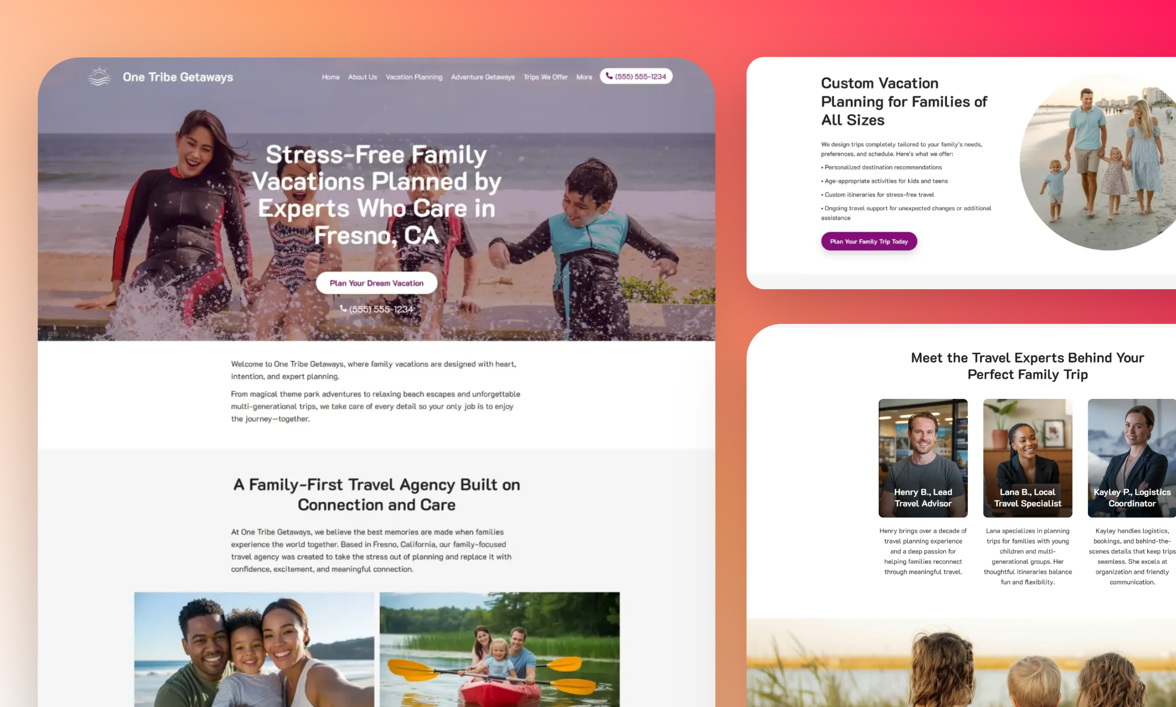 Preview of website template One Tribe Getaways