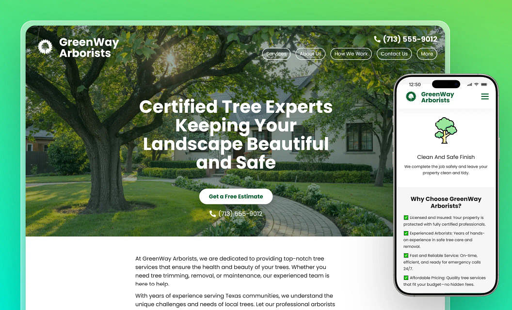 GreenWay Arborists Tree Service Website Template
