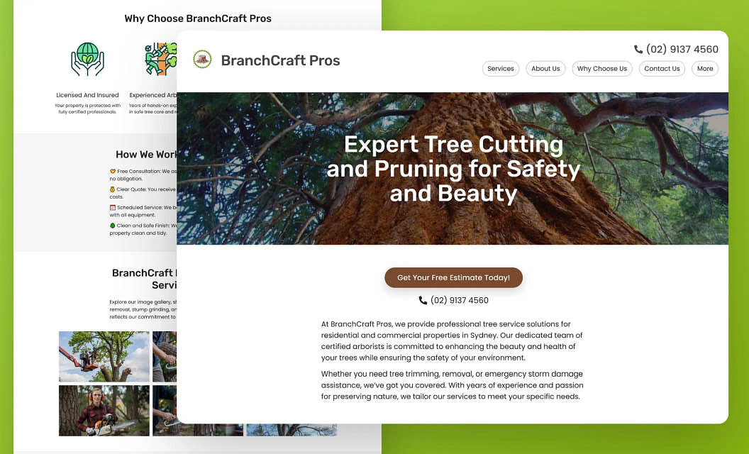 BranchCraft Pros Tree Service Website Template
