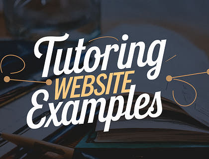 A work station for a student and tutor with overlaying text that reads "Tutoring Website Examples"
