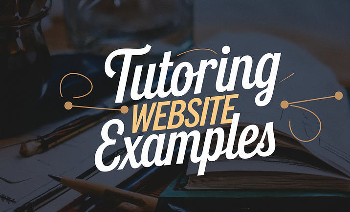 A work station for a student and tutor with overlaying text that reads "Tutoring Website Examples"