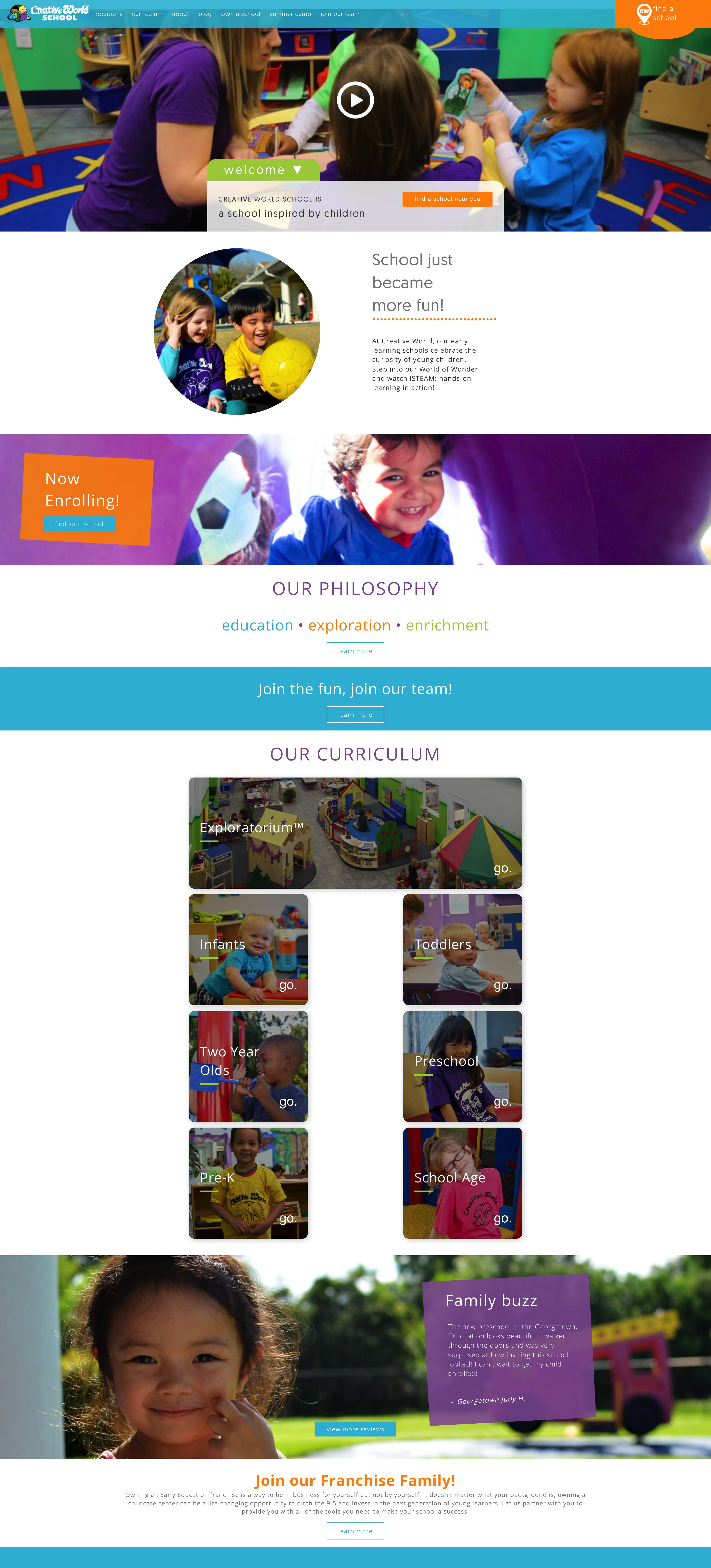 desktop screenshot of website Creative World School