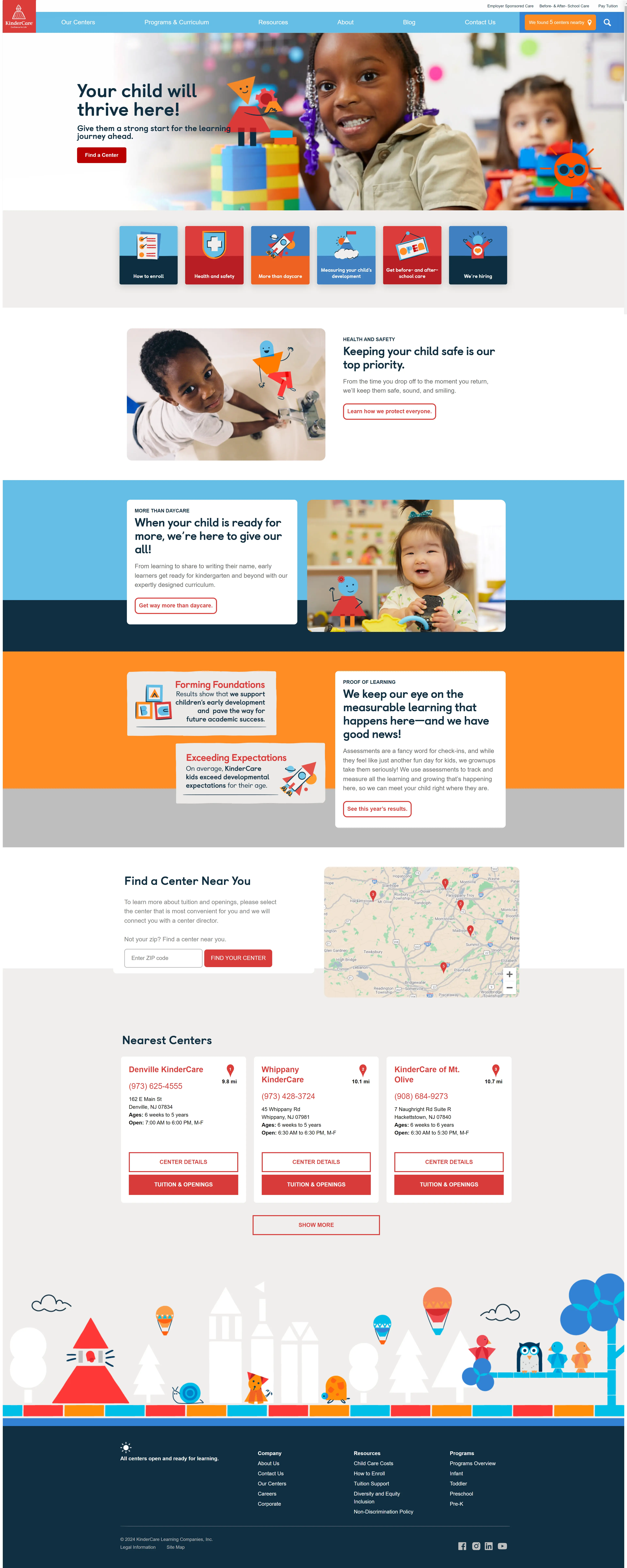 desktop screenshot of website KinderCare