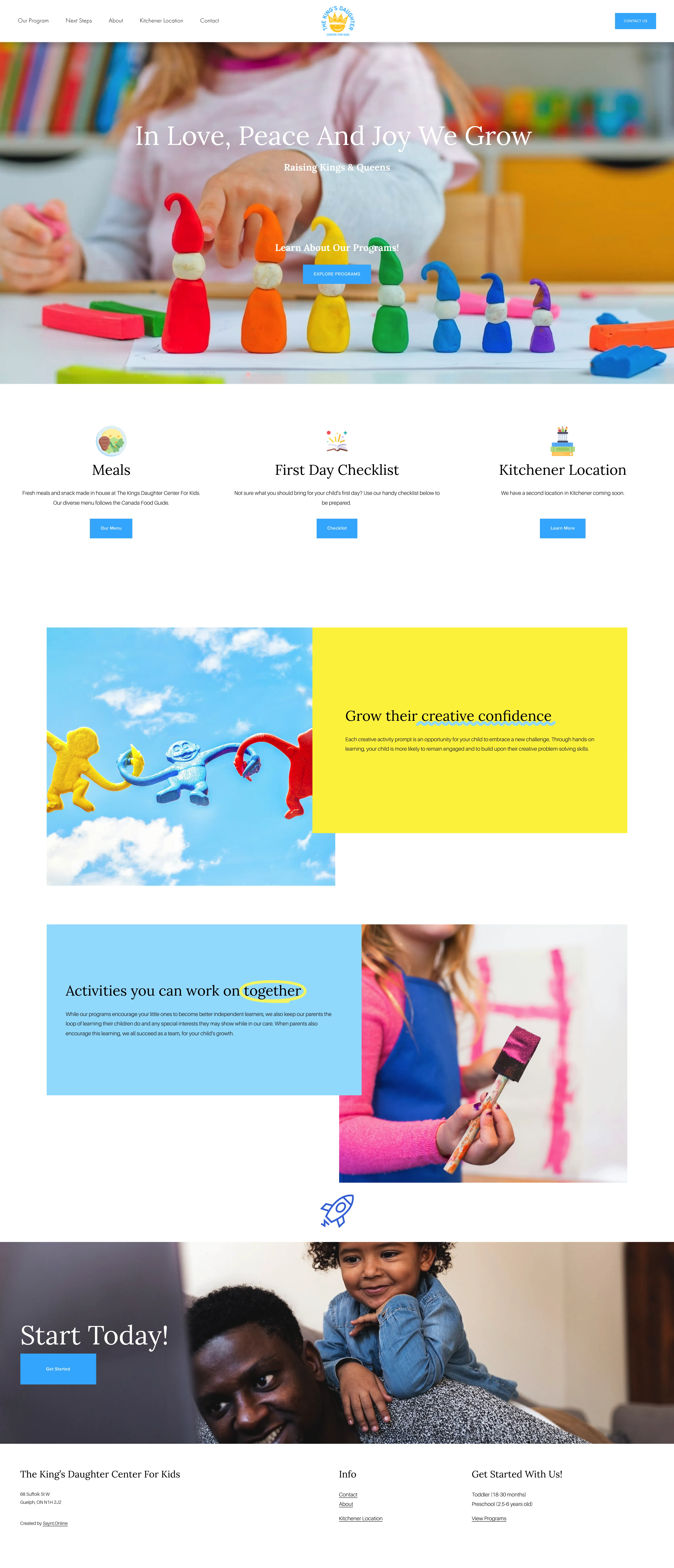 desktop screenshot of website The King's Daughter Center for Kids