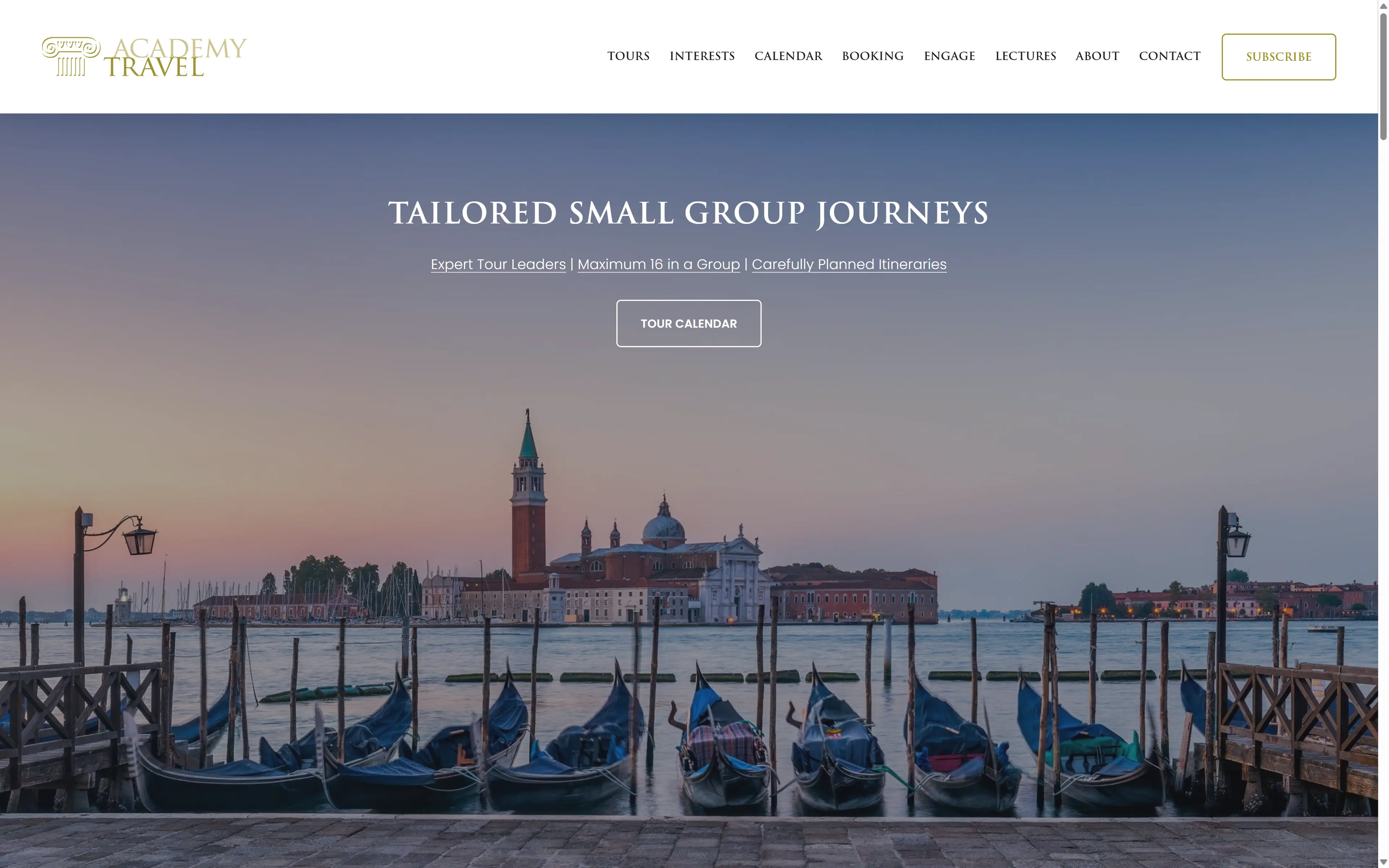 desktop screenshot of website Academy Travel