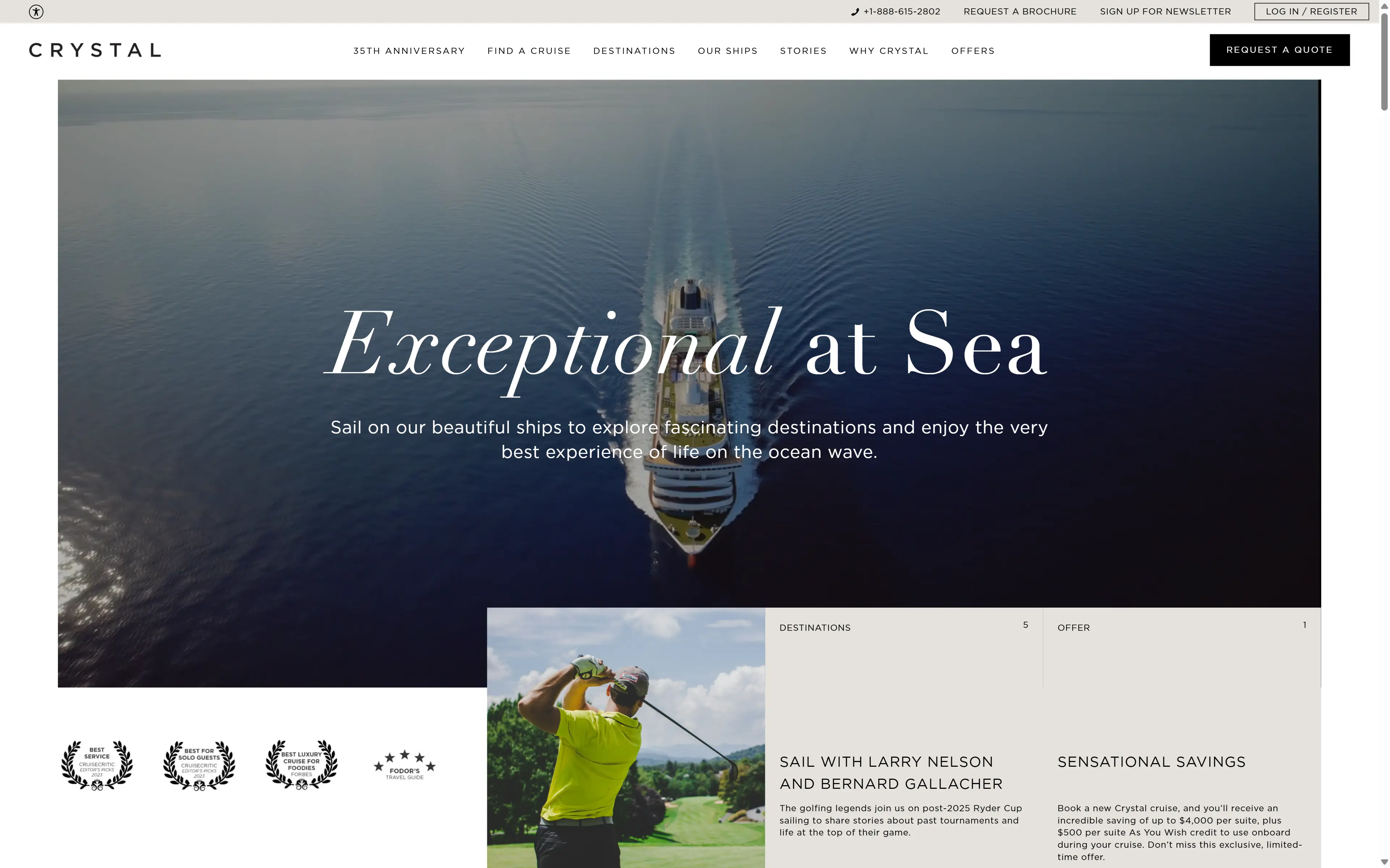 desktop screenshot of website Crystal Cruises