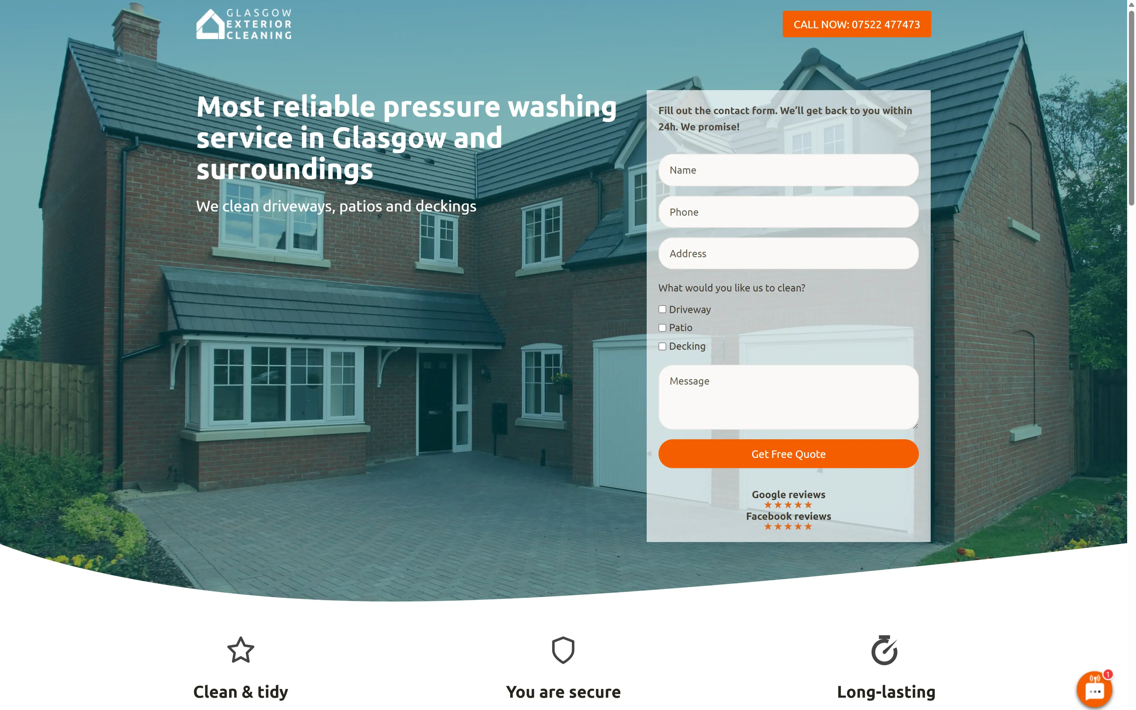 desktop screenshot of website Glasgow Exterior Cleaning