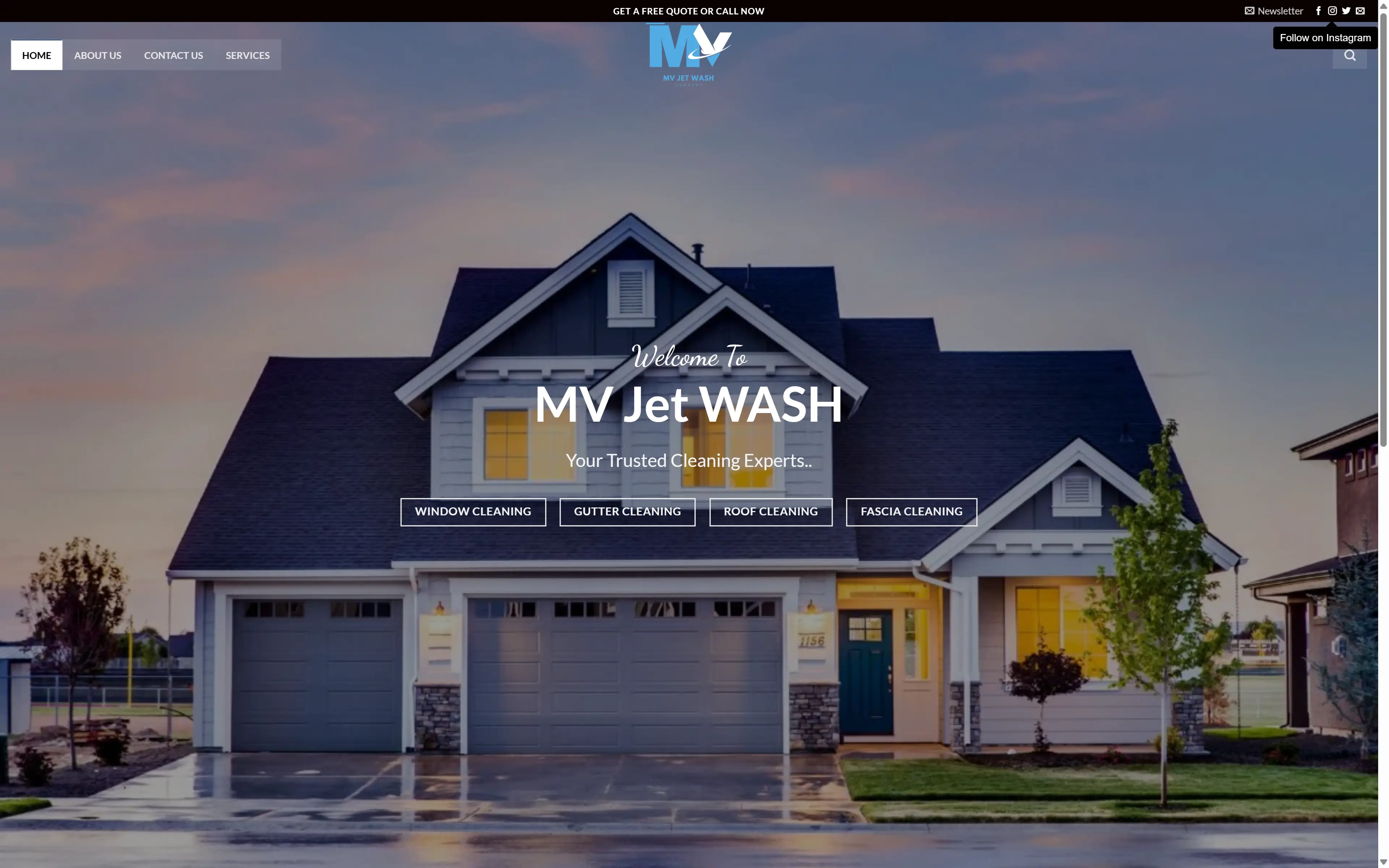 desktop screenshot of website MV Jet Wash