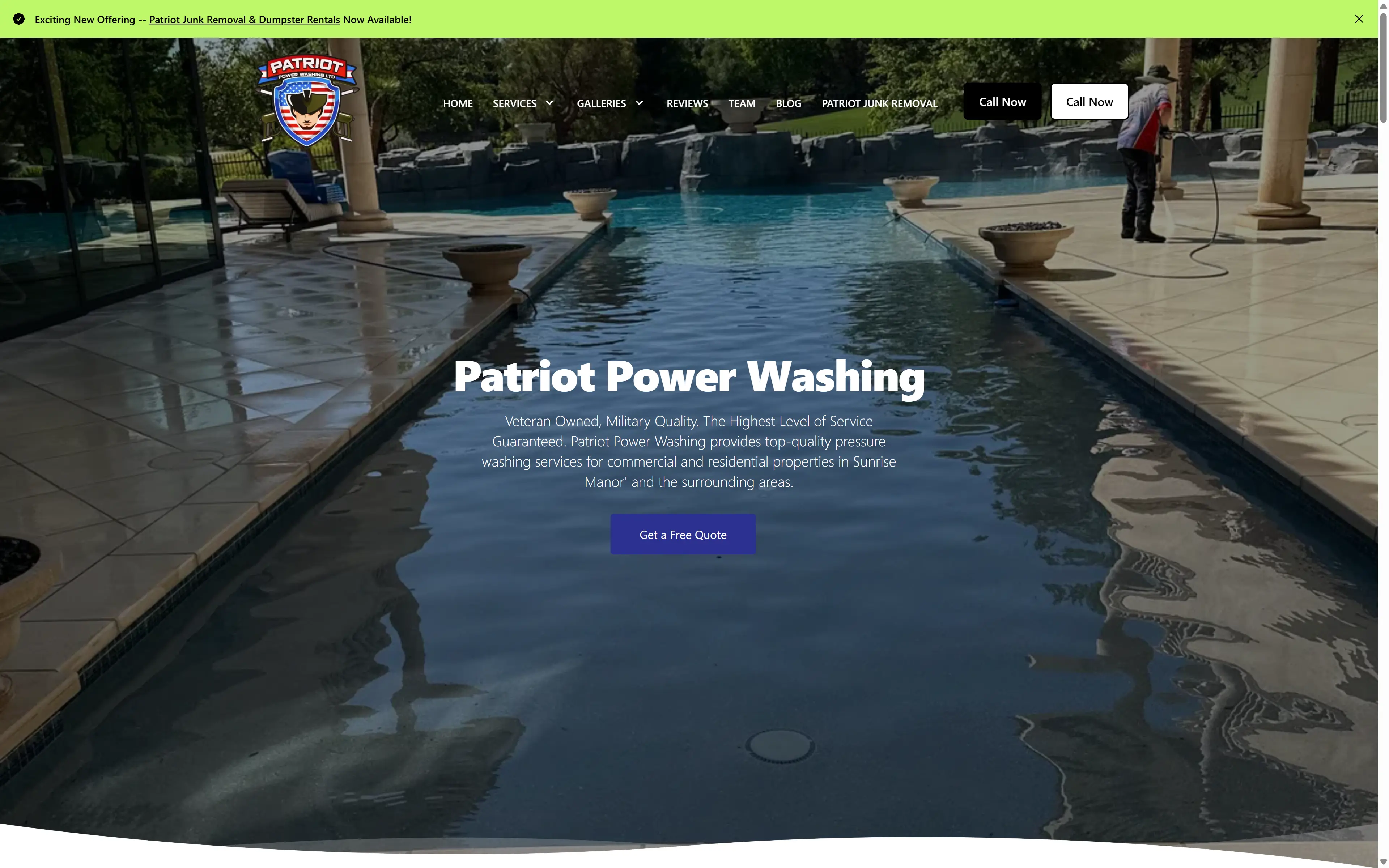 desktop screenshot of website Patriot Power Washing