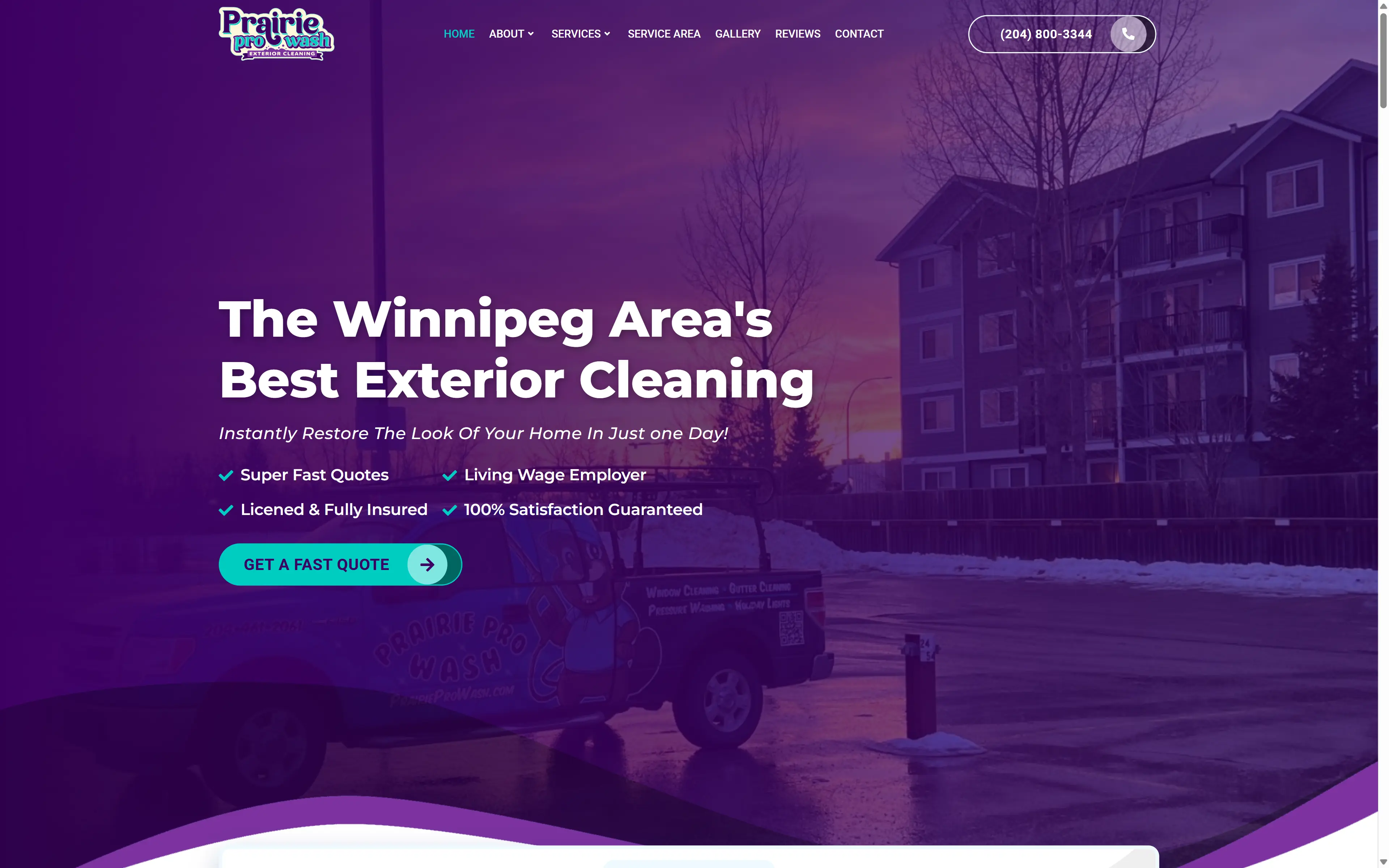 desktop screenshot of website Prairie Pro Wash
