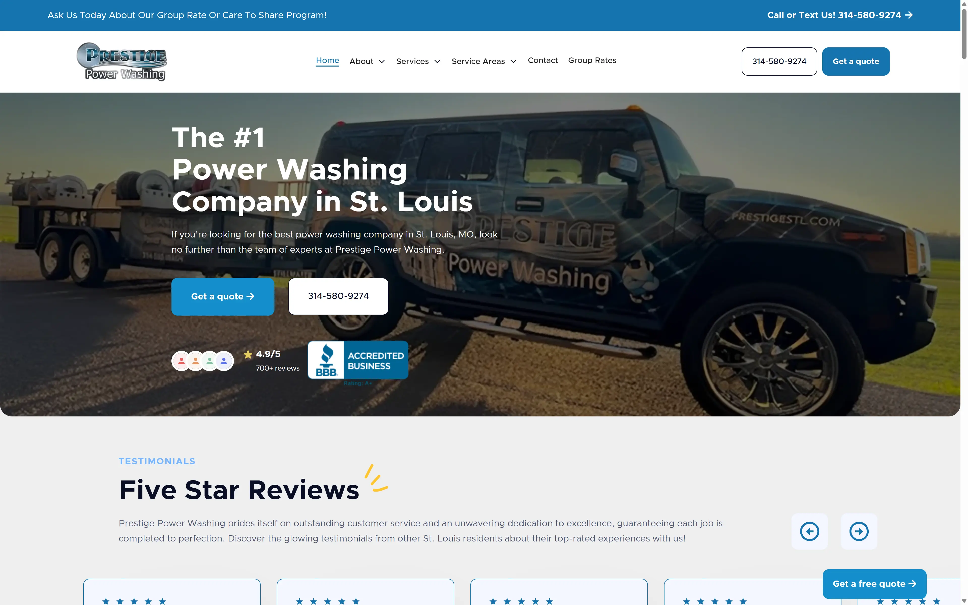 desktop screenshot of website Prestige Power Washing