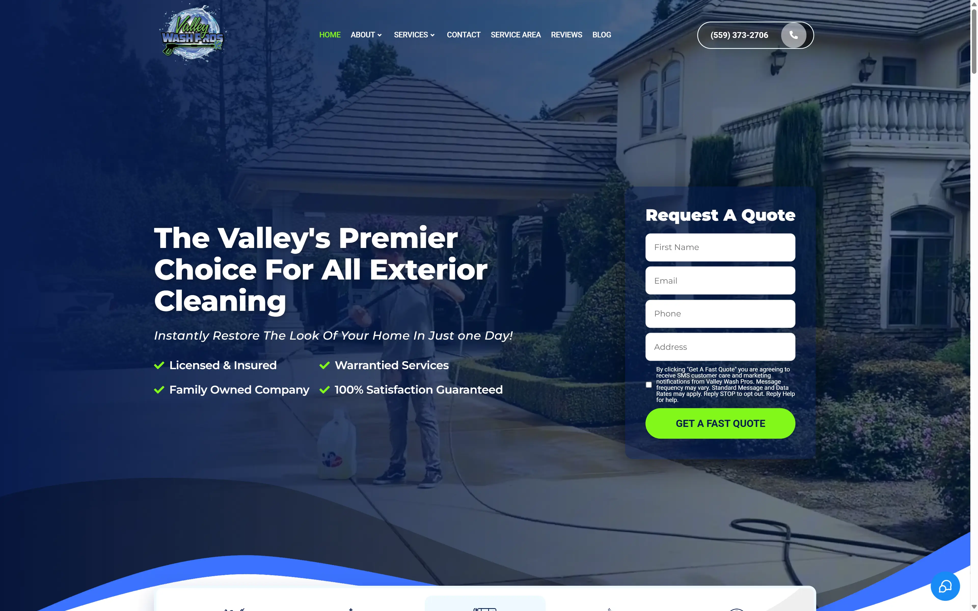 desktop screenshot of website Valley Wash Pros