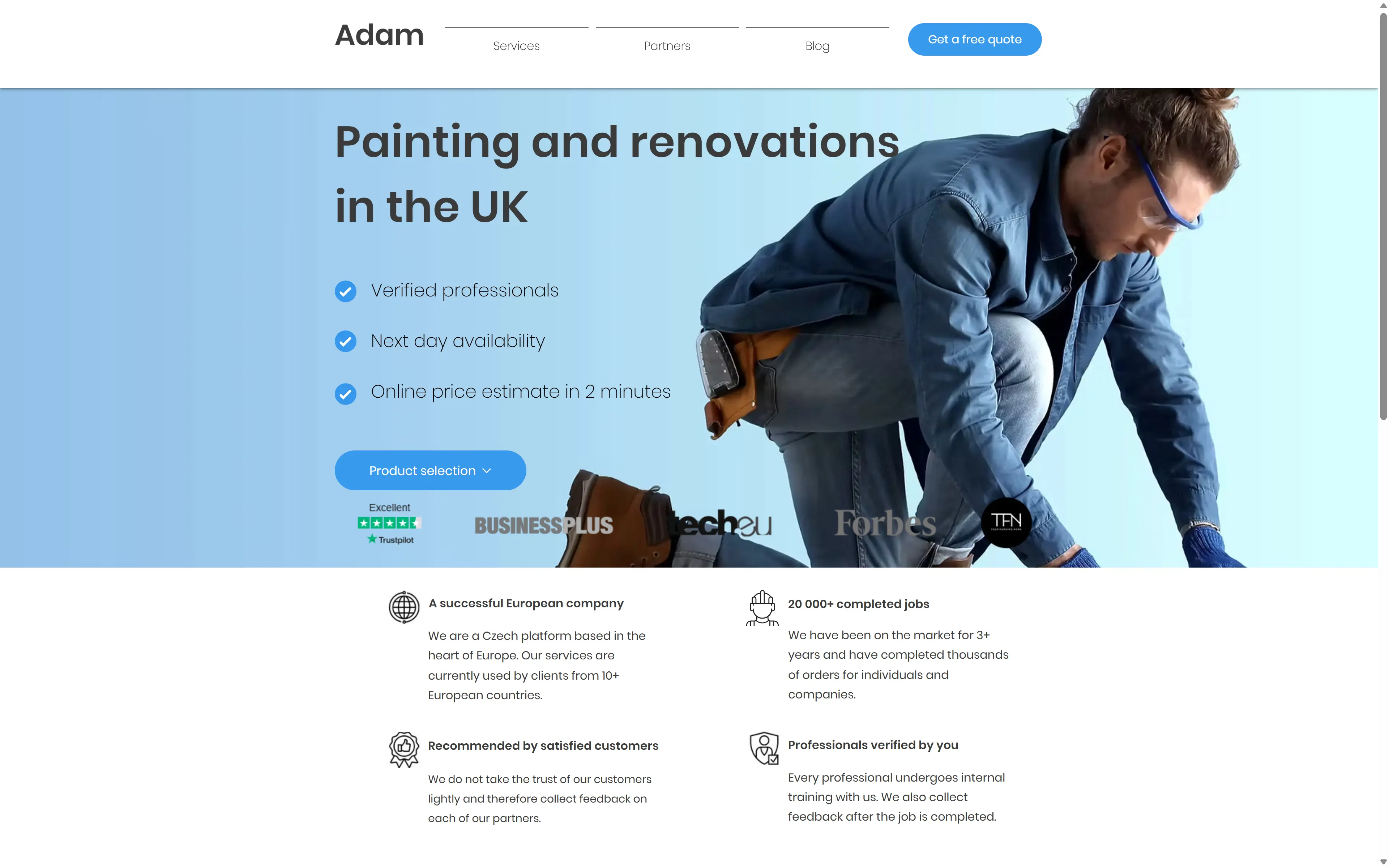desktop screenshot of website Adam