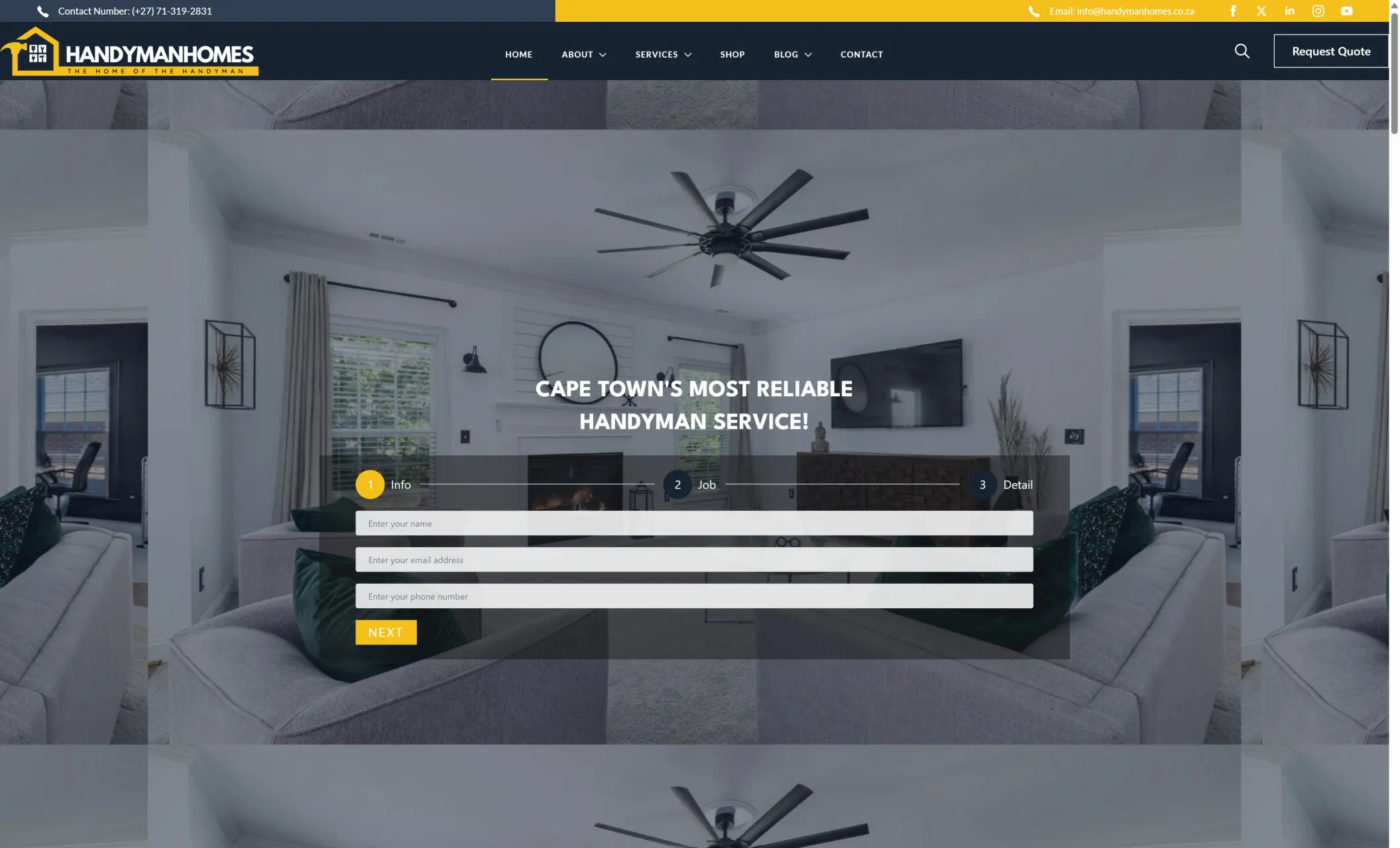 desktop screenshot of website Handyman Homes