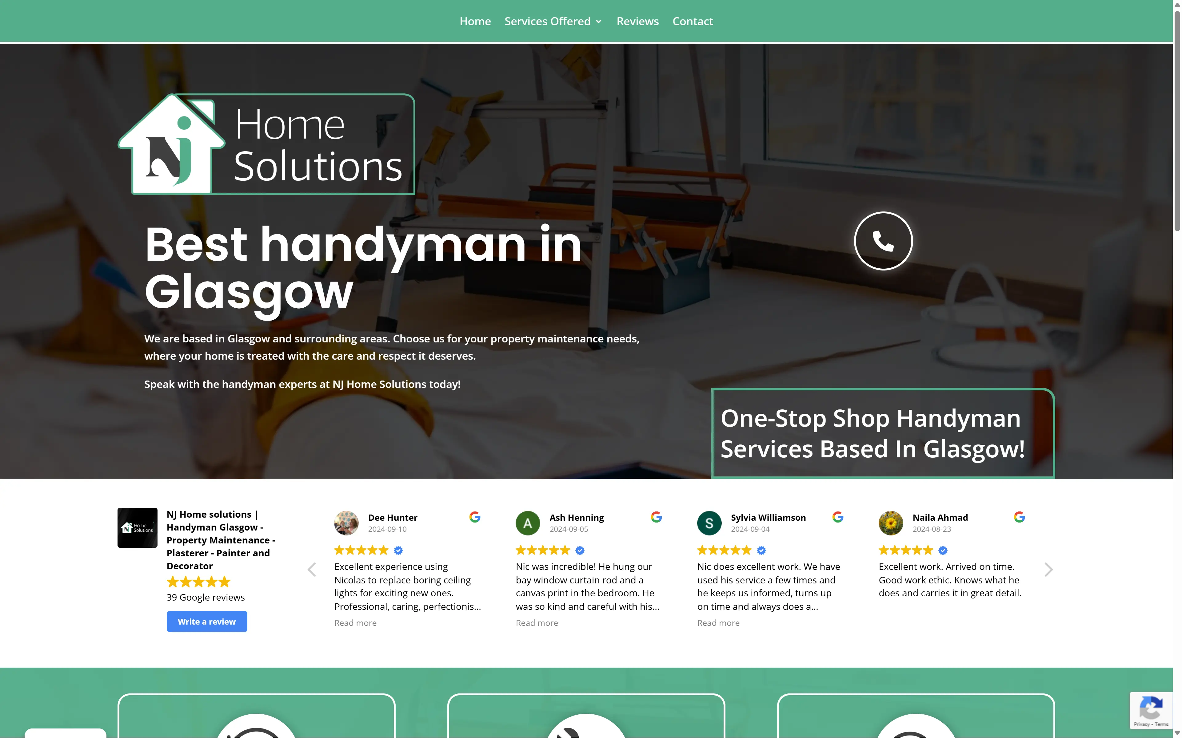 desktop screenshot of website NJ Home Solutions
