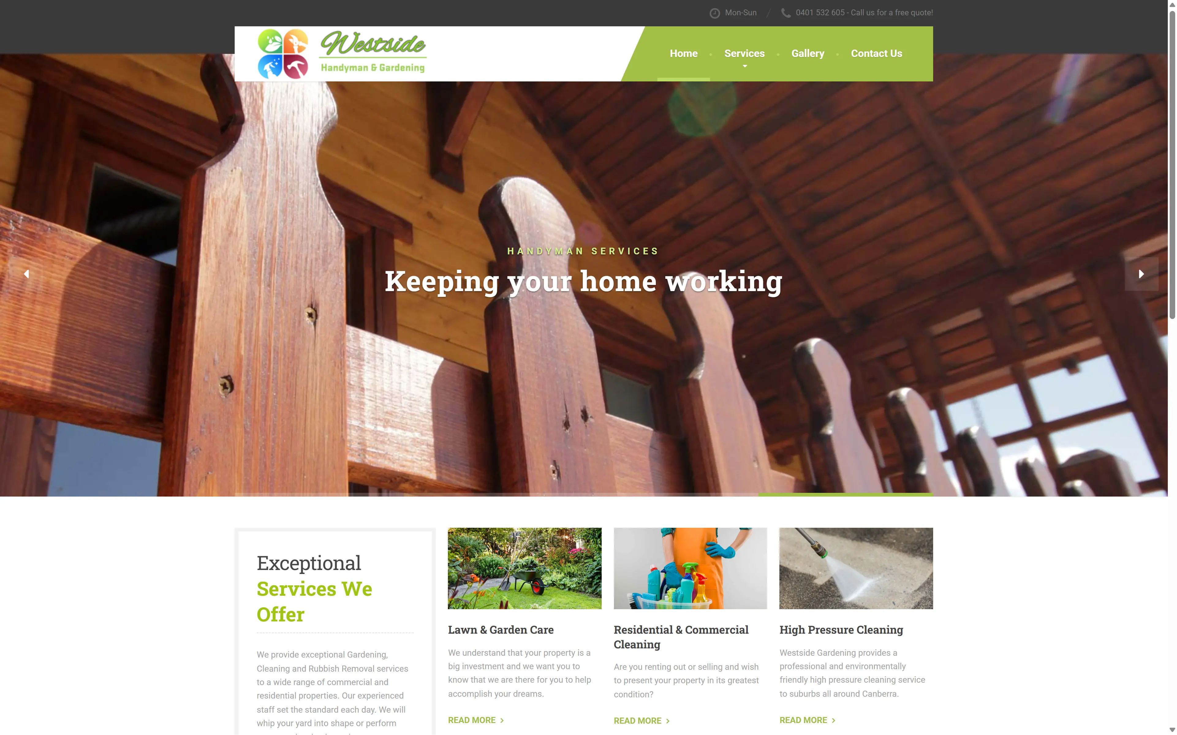 desktop screenshot of website Westside Handyman & Gardening
