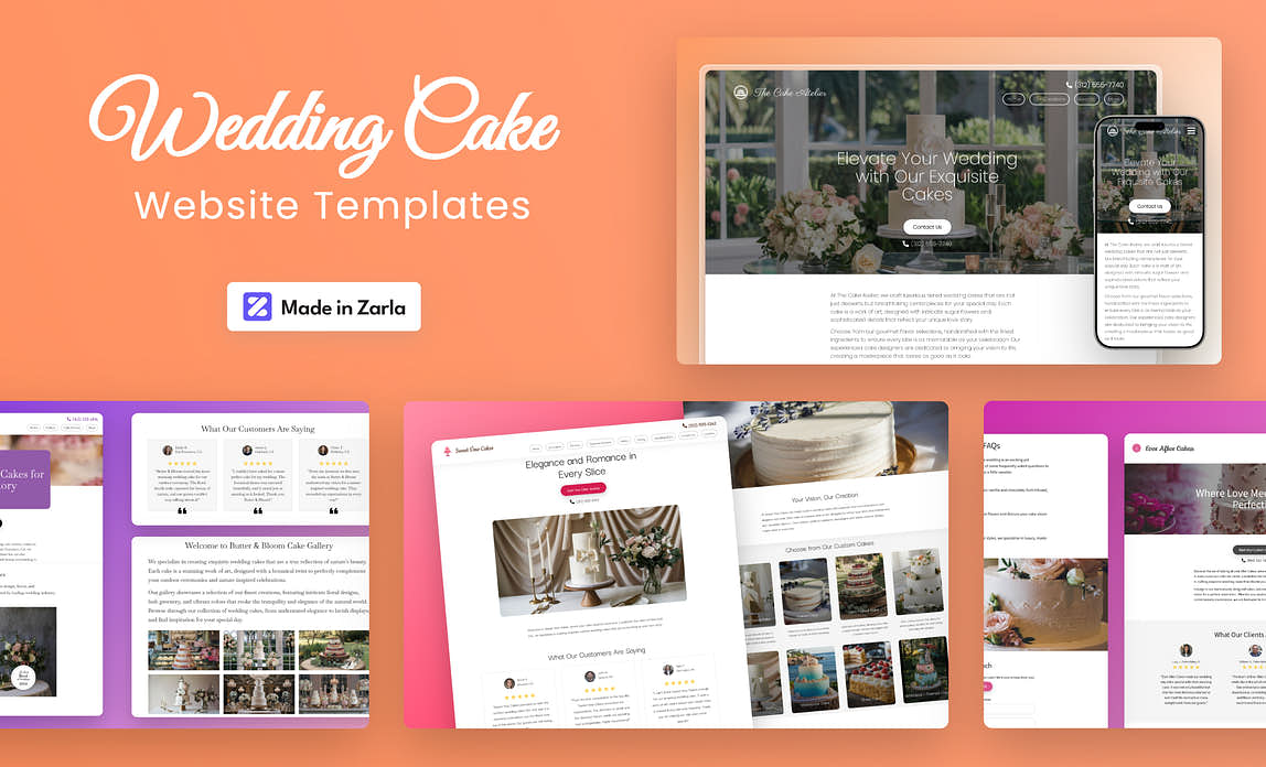 A collection of wedding cake templates created with Zarla