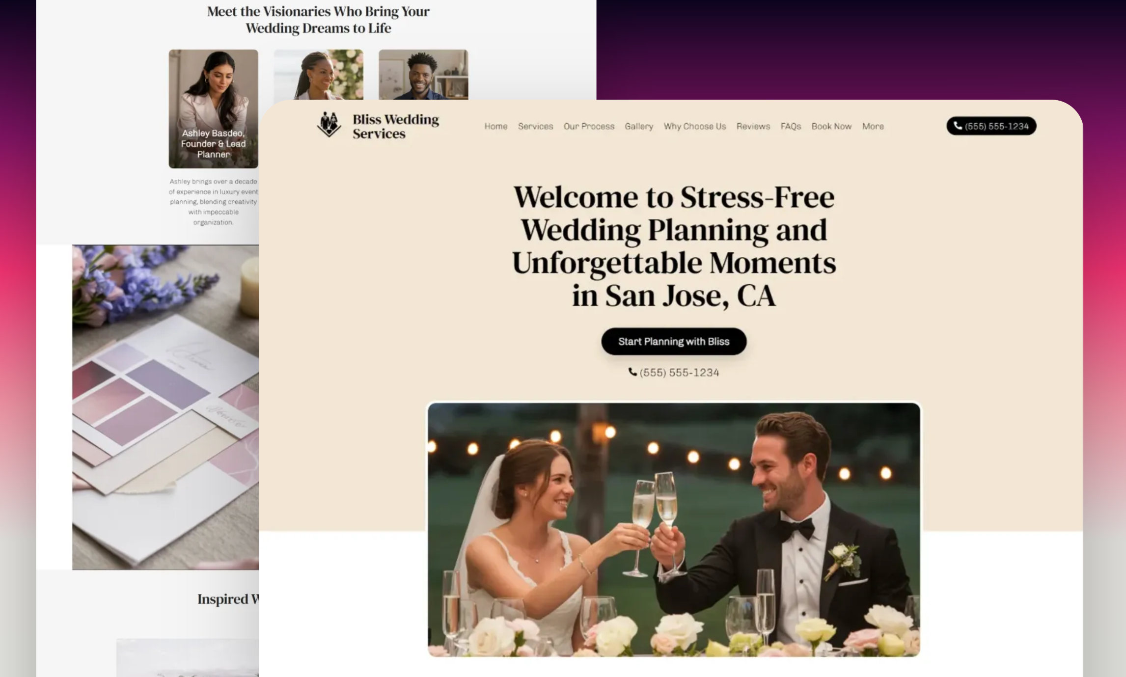 Preview of website template Bliss Wedding Services
