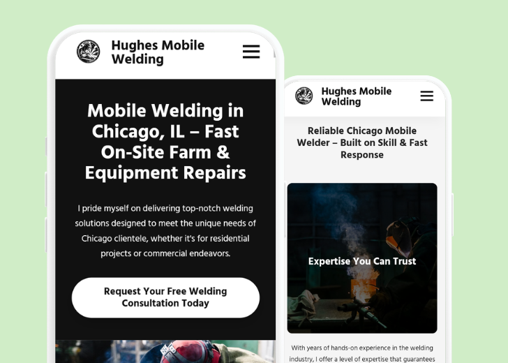 Revive Detailing and Spotless Touch landing pages in two smartphones, side by side, showing mobile view of the websites