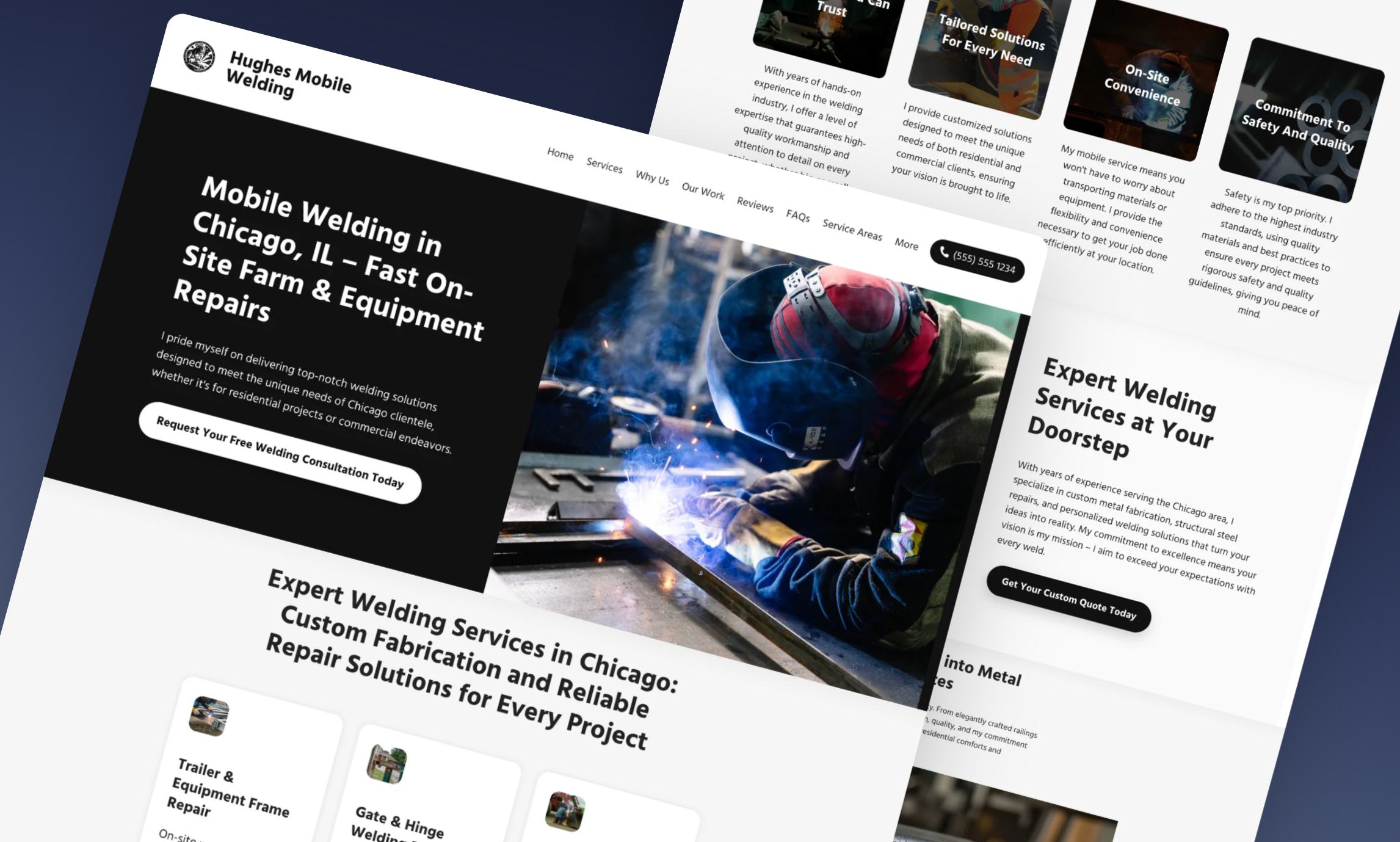 Welding AI website builder preview image created with Zarla