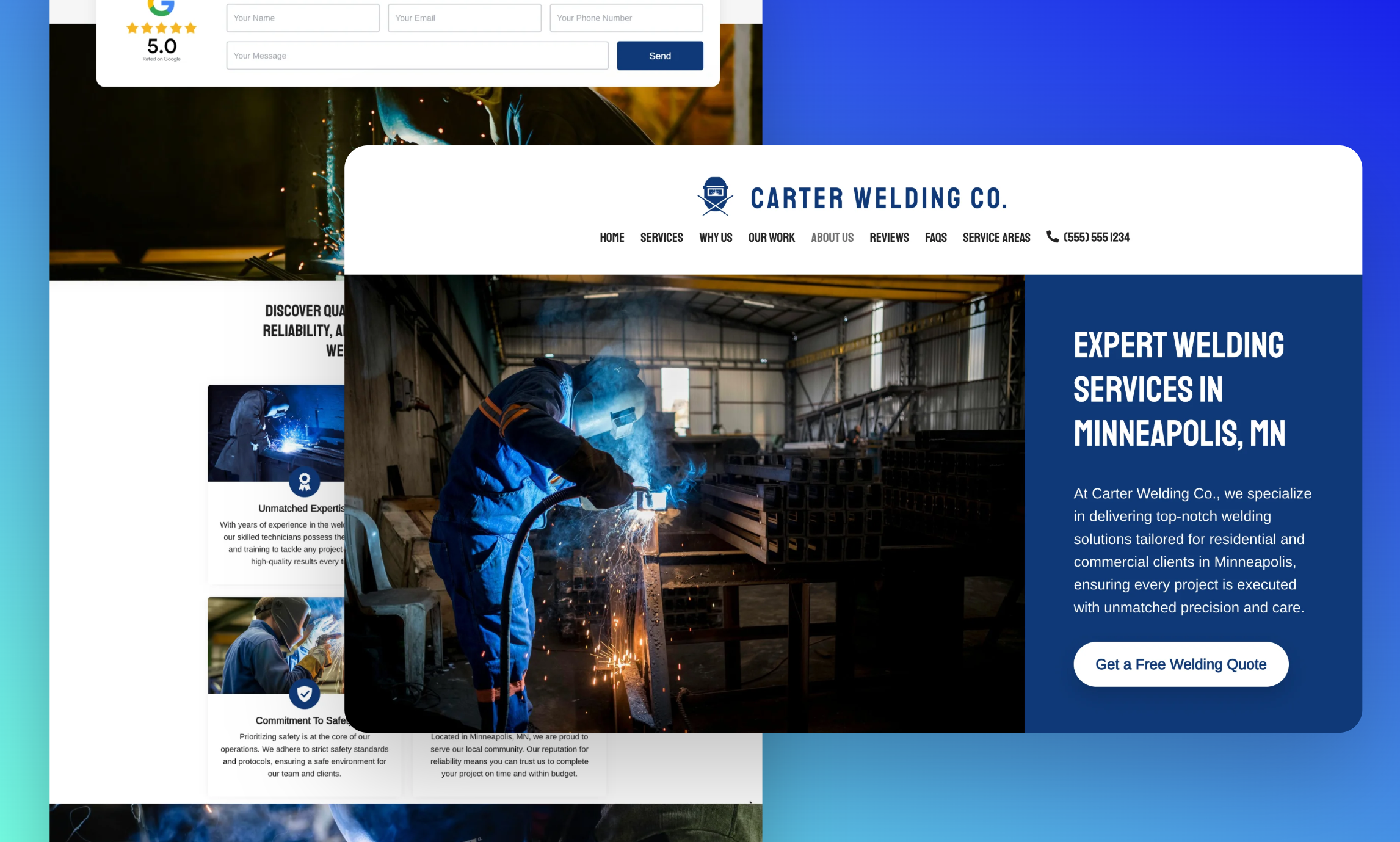 Preview of website template Carter Welding Co.