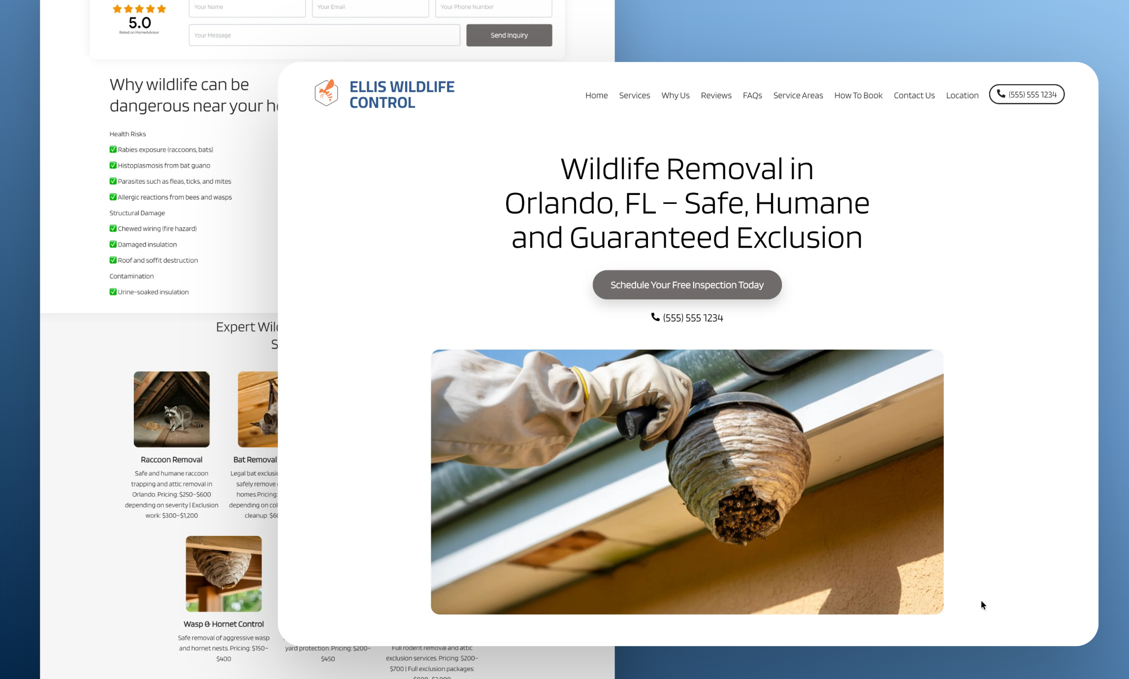 Preview of website template Ellis Wildlife Control