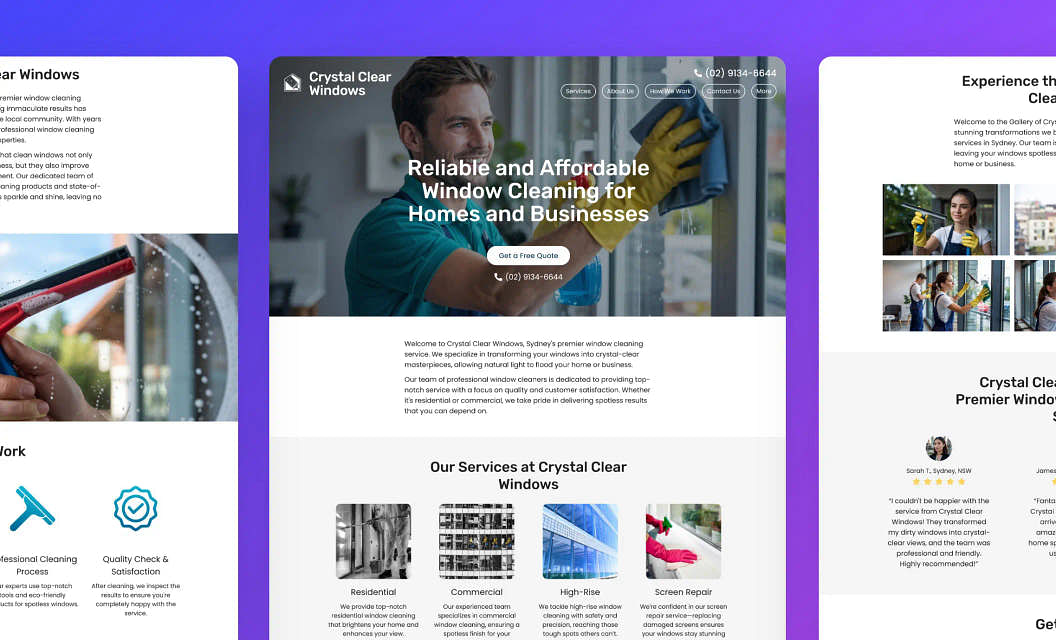 Crystal Clear Windows Window Cleaning Website Template
