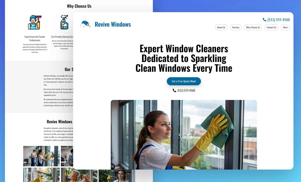 Revive Windows Window Cleaning Website Template
