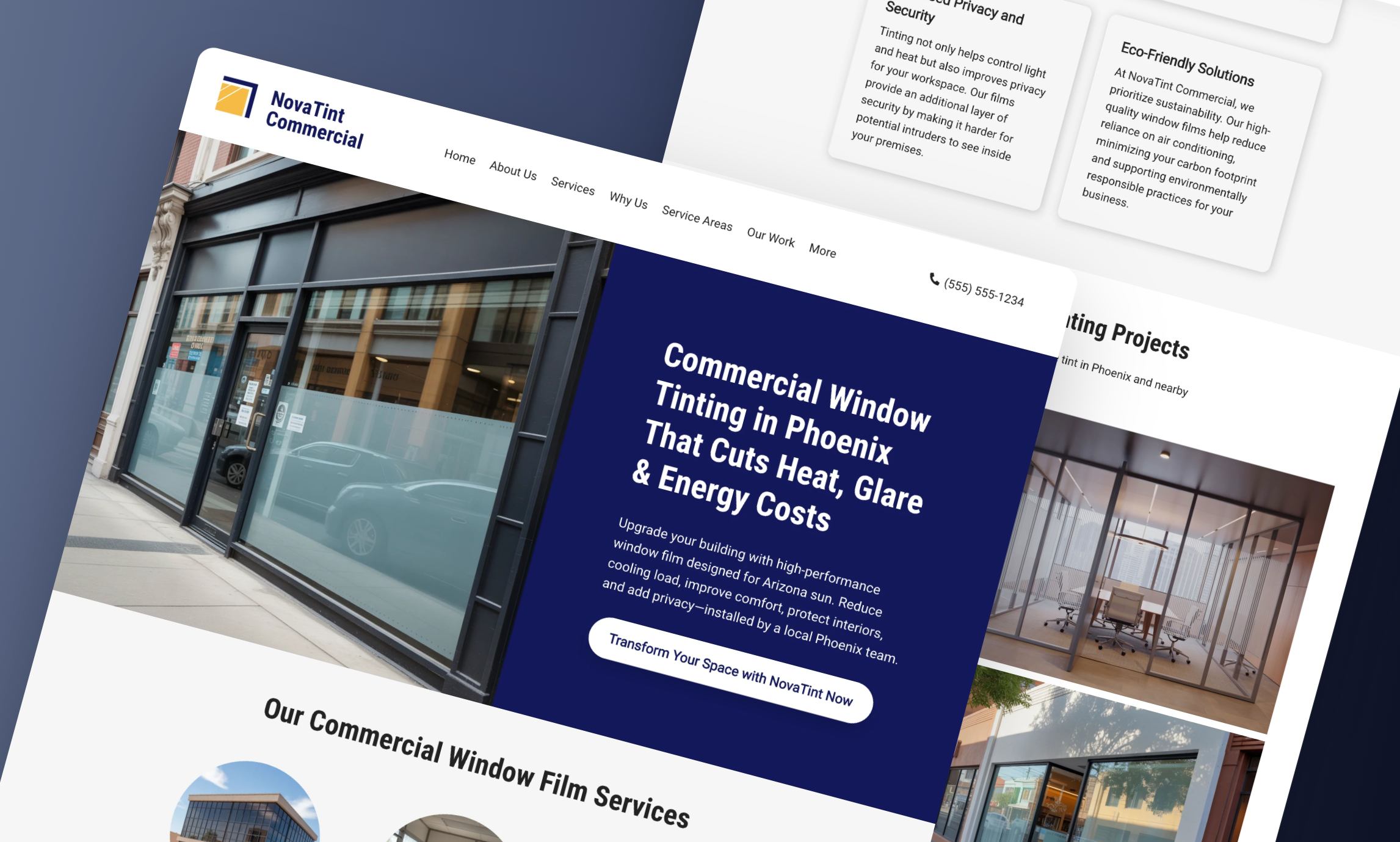 Preview of website template NovaTint Commercial
