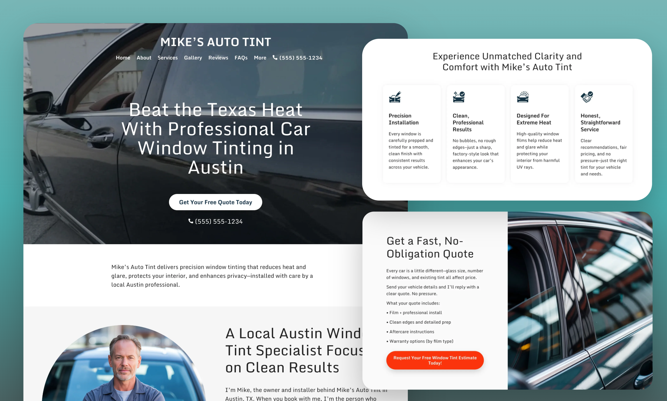 Preview of website template Mike's Auto Tint