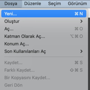 Yeni bir belge oluşturun.