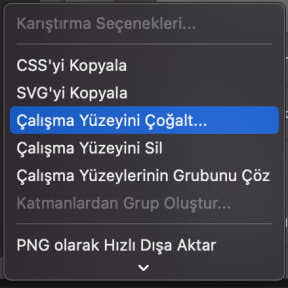 Yeni bir Çalışma Yüzeyi oluşturun.