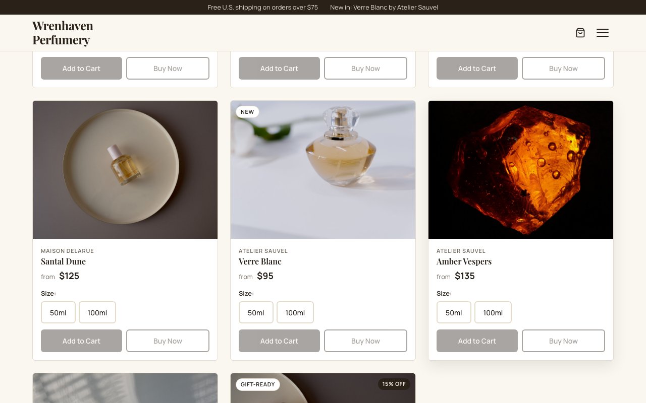 A Zarla online-store template showing a product grid with prices and size options.