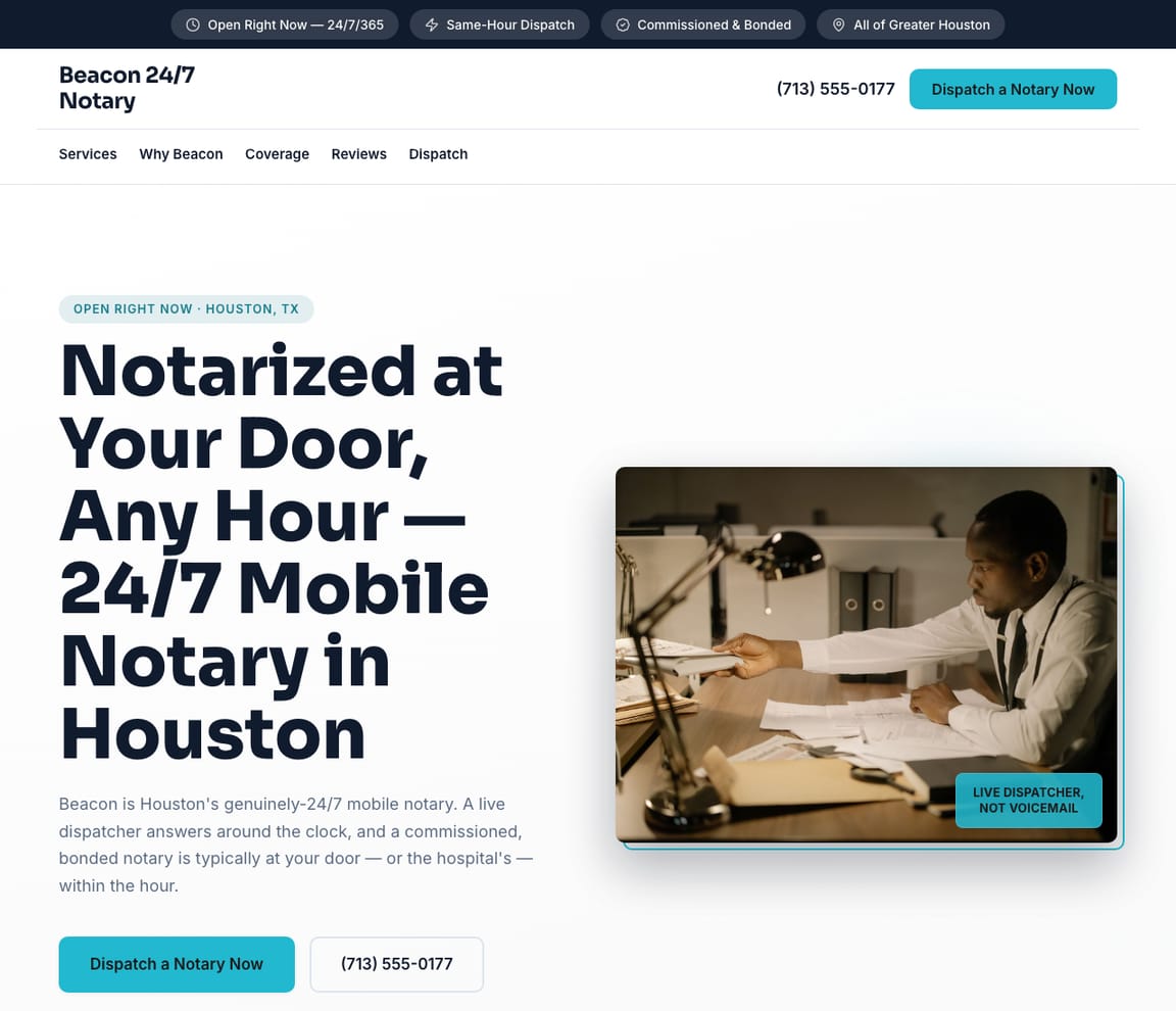24/7 Emergency Notary website template preview