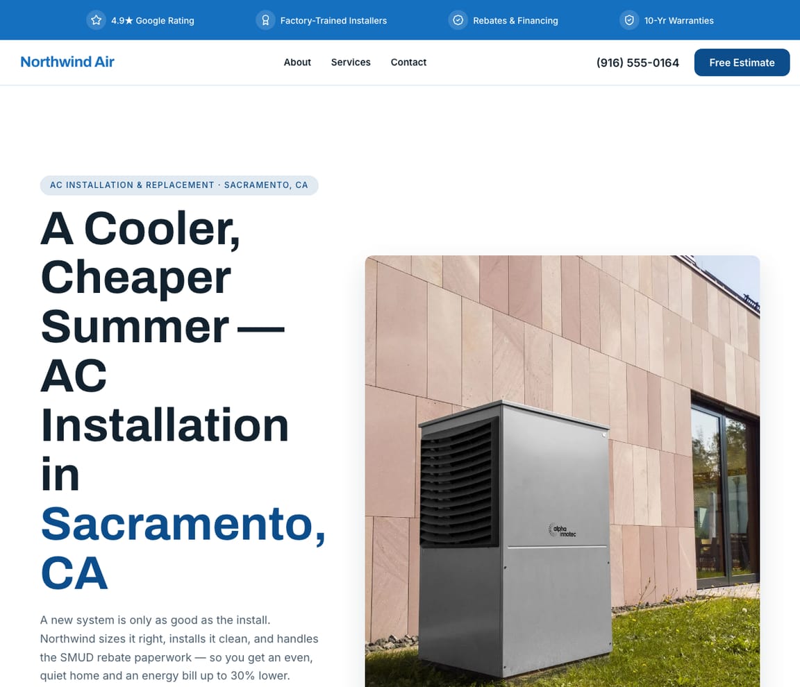 HVAC - AC Installation website template preview