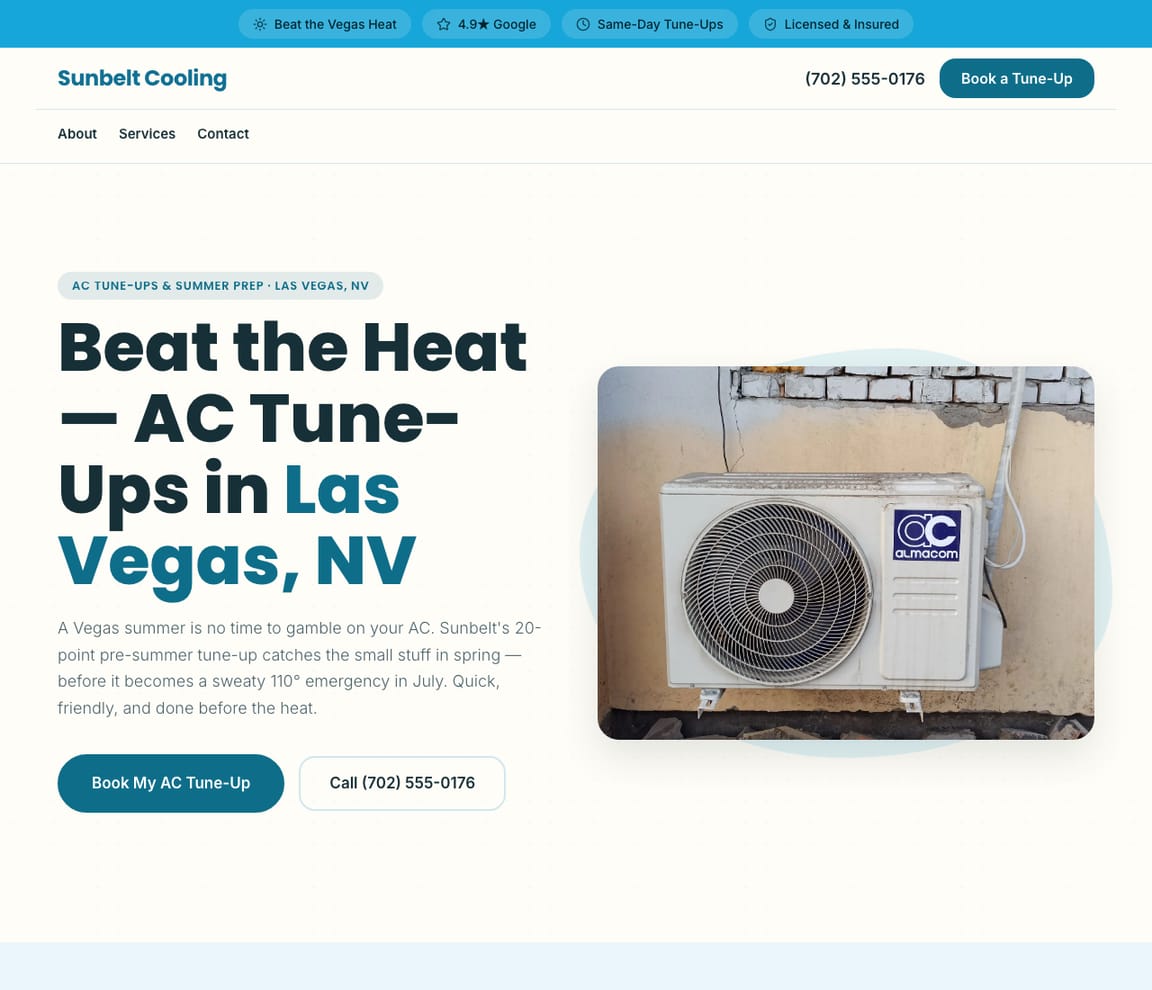 HVAC - AC Tune-Up website template preview