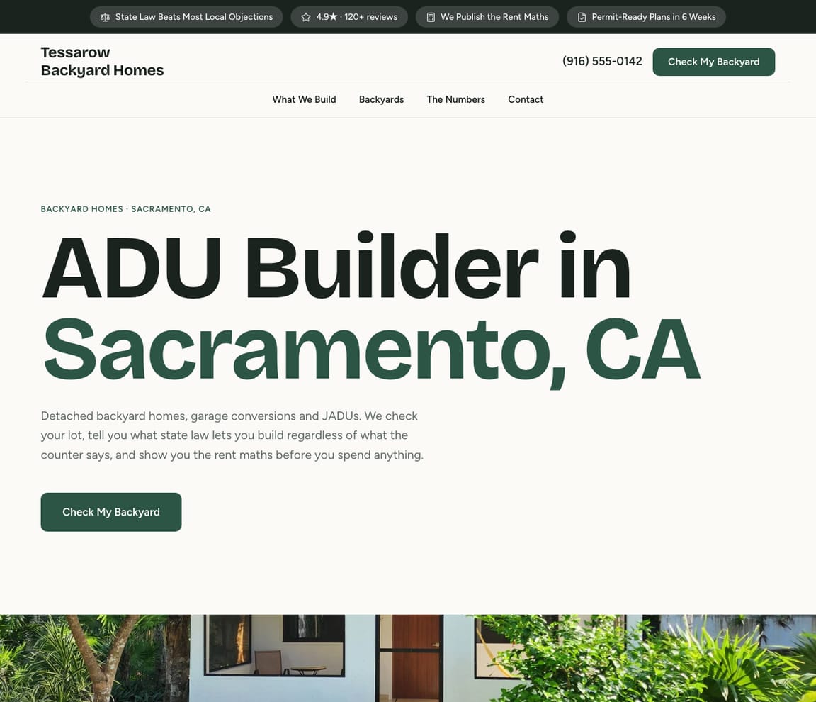 ADU Builder website template preview