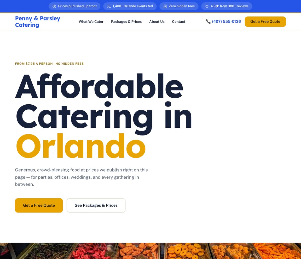 Affordable Catering website template preview