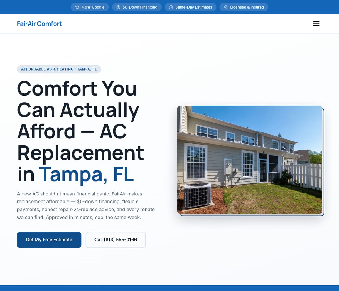 HVAC - Affordable Financing website template preview