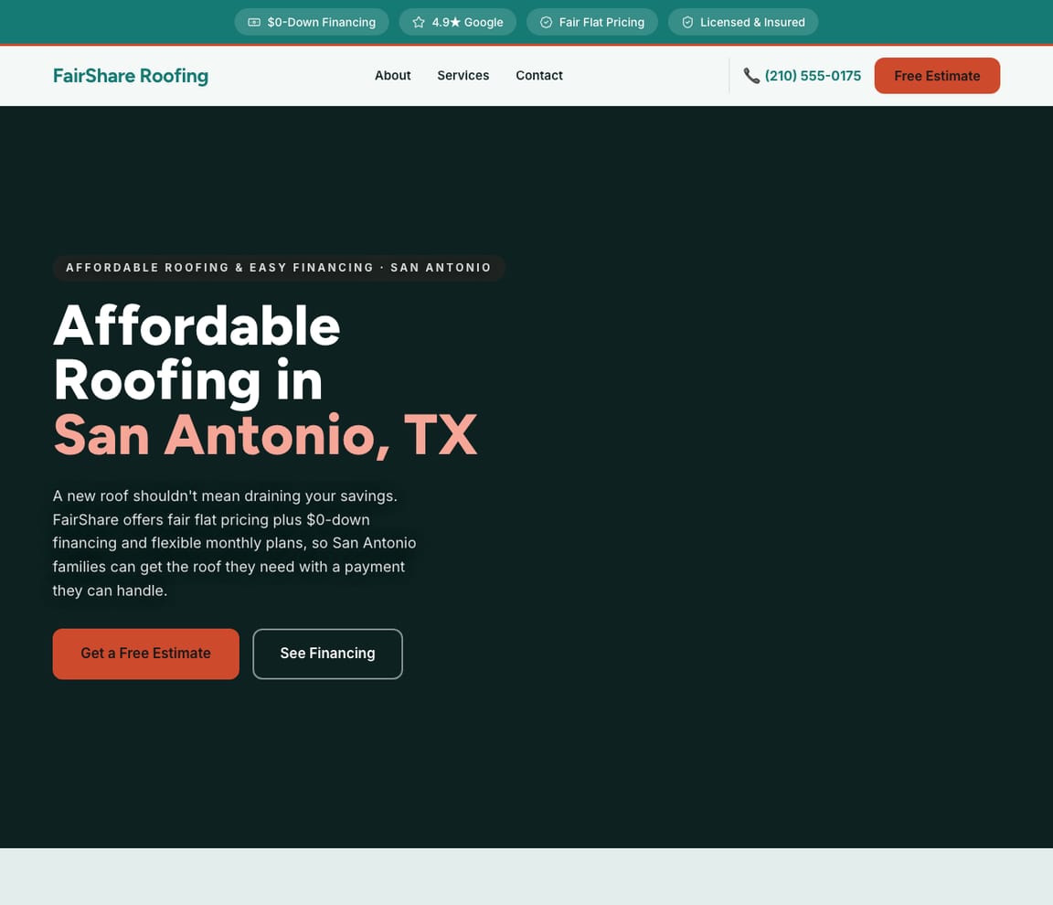 Roofing - Affordable & Financing website template preview