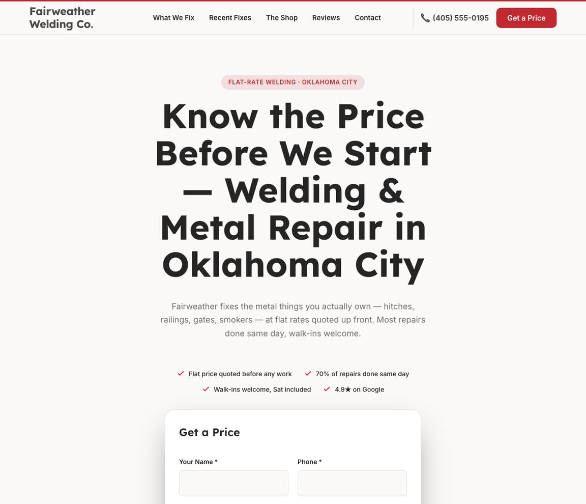 Affordable Welding website template preview
