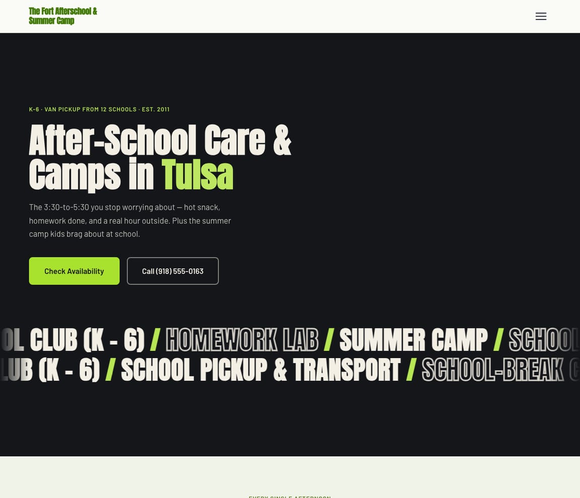 After-School Program & Summer Camp website template preview