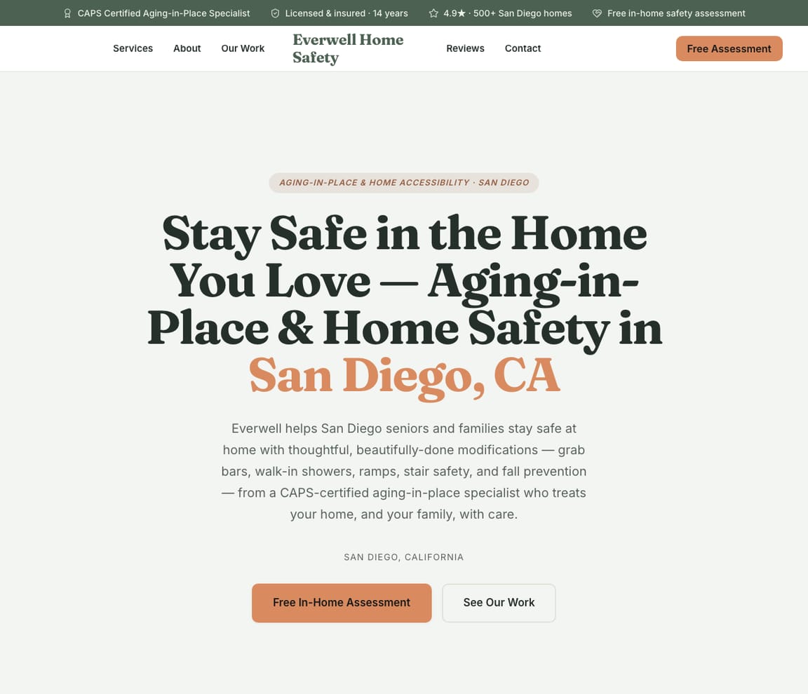 Aging-in-Place & Accessibility website template preview