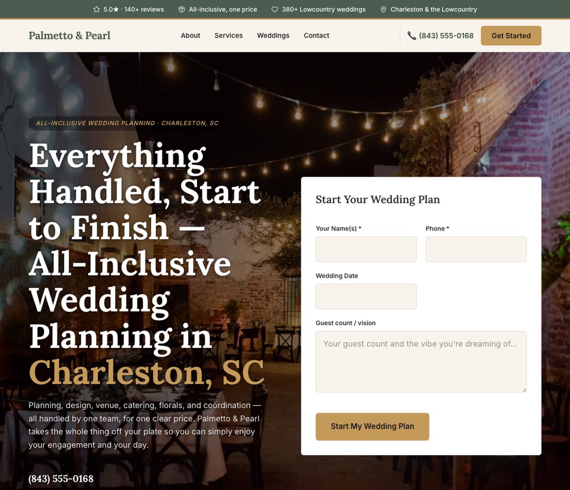All-Inclusive Wedding Planner website template preview