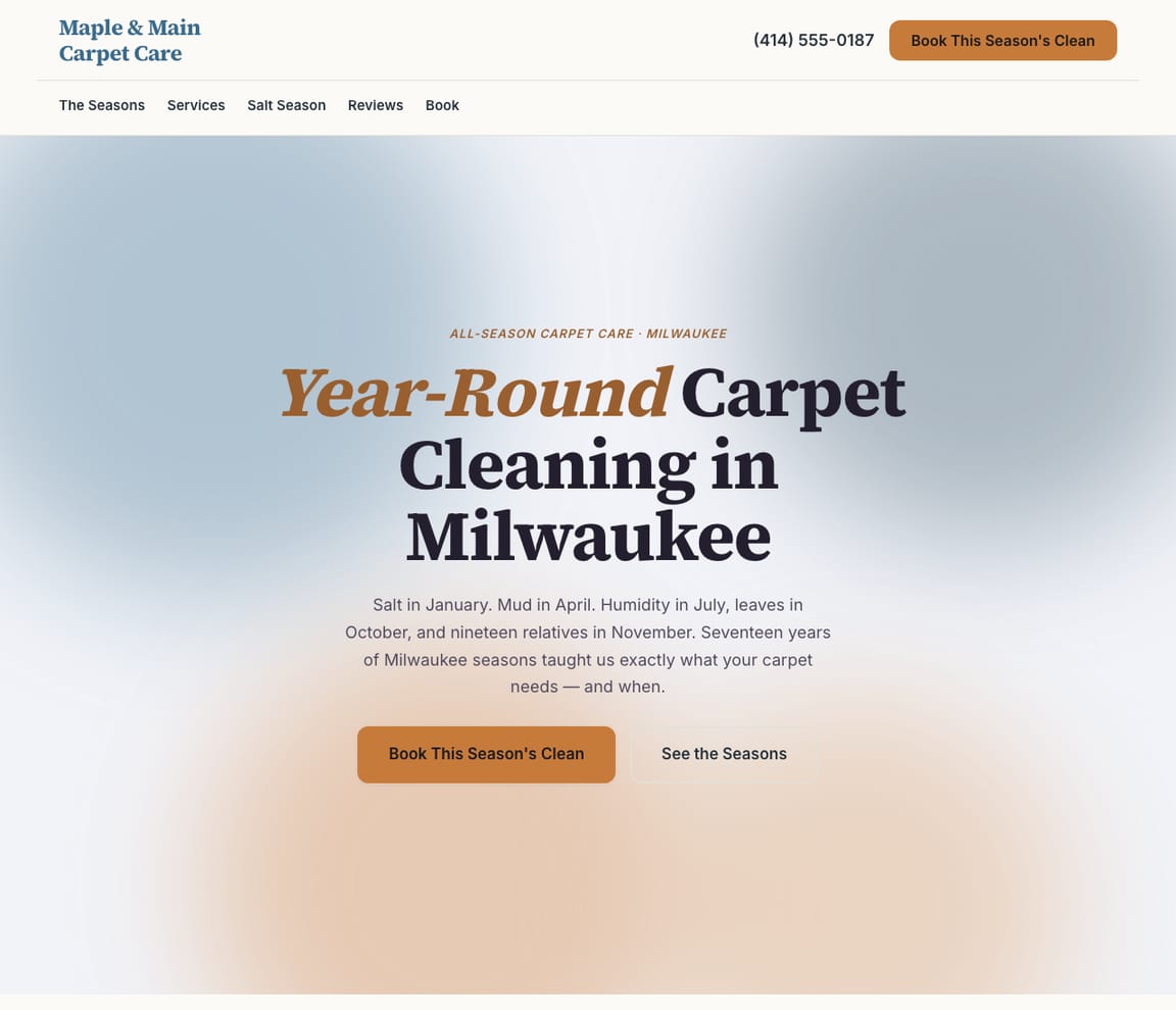All-Season Carpet Cleaning website template preview