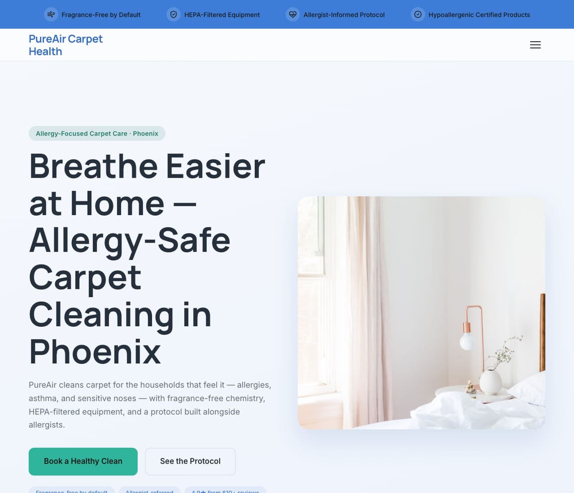 Allergy-Safe Carpet Cleaning website template preview