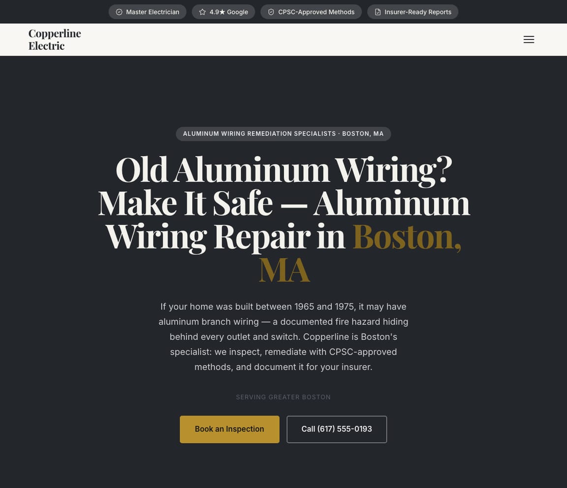 Electrician - Aluminum Wiring website template preview