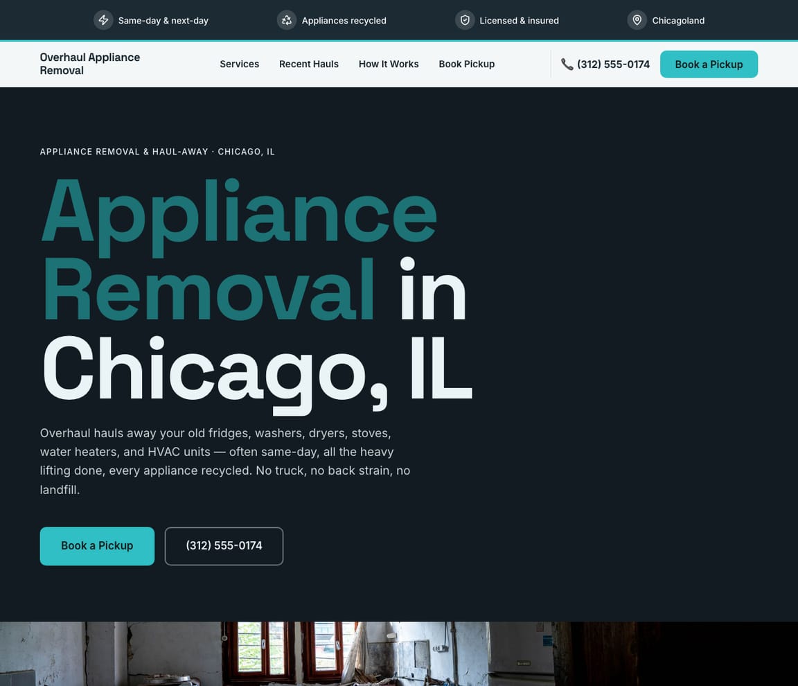 Appliance Removal website template preview
